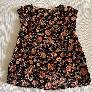 Christian Siriano Floral Blouse in Black and Orange / XS
